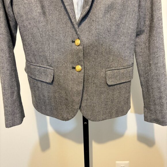 J. Crew Wool Blend Herringbone Goldtone Button Blazer - Picture 6 of 13